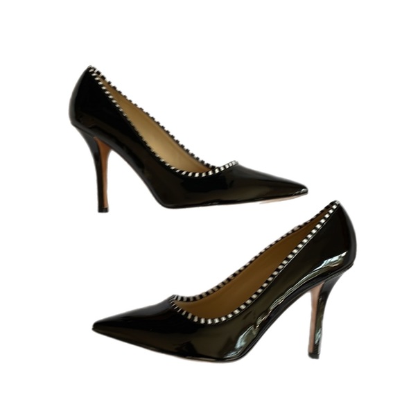 Kate Spade Black with White Trim Accent Patent High Heels Pumps - Picture 2 of 15